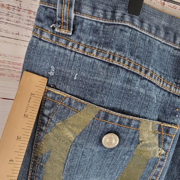True Religion Jeans Mens Size 39 x 34 Straight Leg Blue Denim M242301H4 - Picture 13 of 16